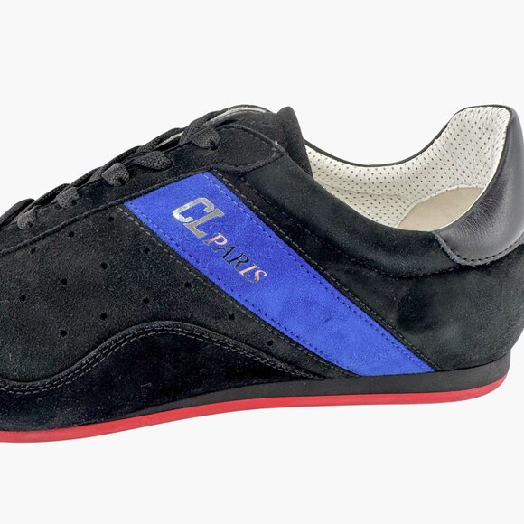 Christian Louboutin My K Low Top Sneakers Size 39.5 US 9.5 Black Blue Suede - Picture 9 of 14
